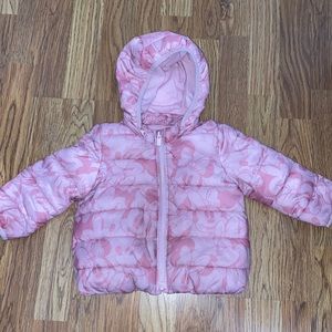 Gap Minnie Mouse puffer jacket pink fleece lined